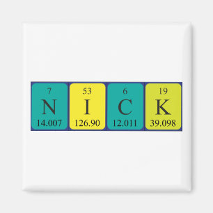 Namenmagnet der periodischen Tabelle des Nicks Magnet
