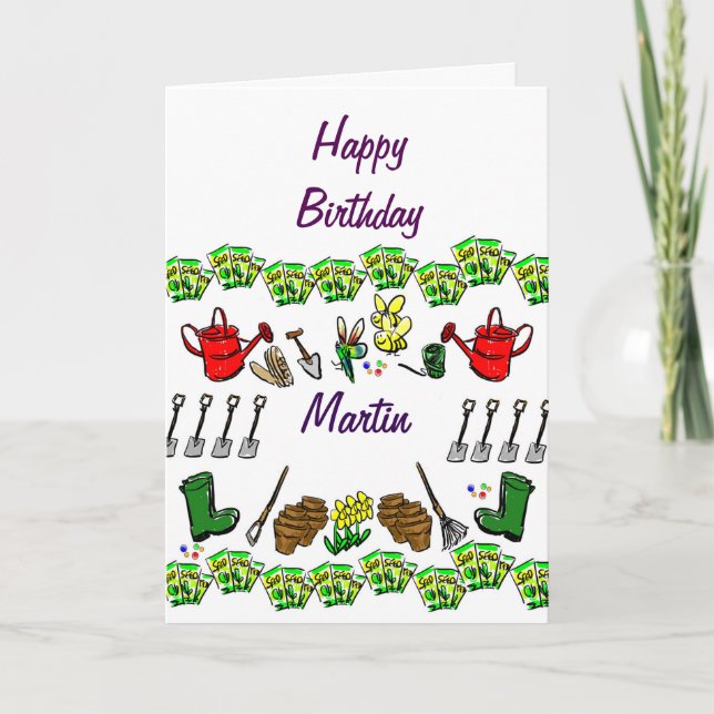 (Namens) im Garten arbeitengrußkarte alles Gute Karte (Vorderseite)