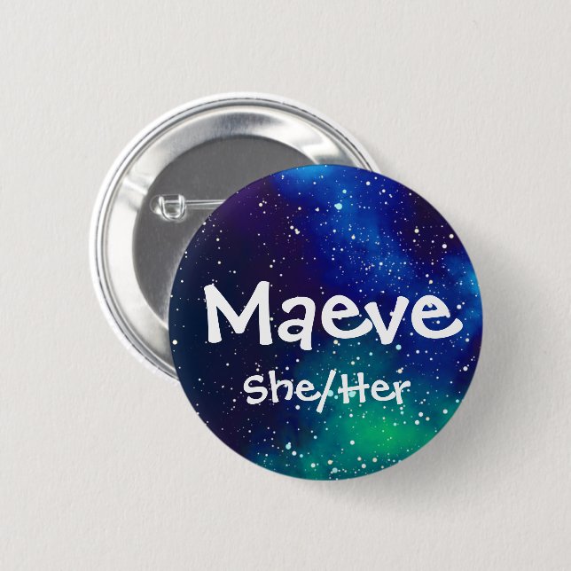 Namens_ + Pronomen-kundengerechte Galaxie Button (Vorne & Hinten)