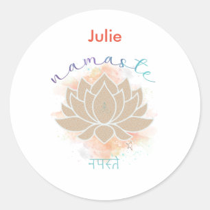 Namens- und Lotus-Design Runder Aufkleber