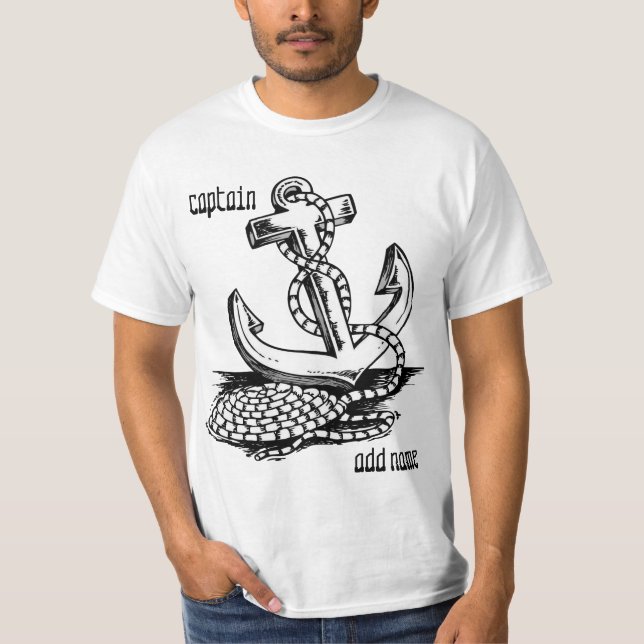 Namensankert-shirts personalisierten Bootskapitäns T-Shirt (Vorderseite)