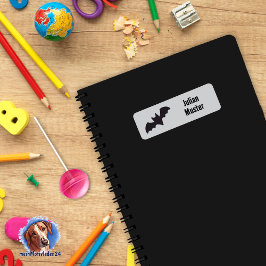 Namensaufkleber eckig - Fledermaus grau schwarz