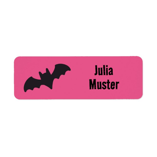 Namensaufkleber eckig - Fledermaus pink schwarz (Vorne)