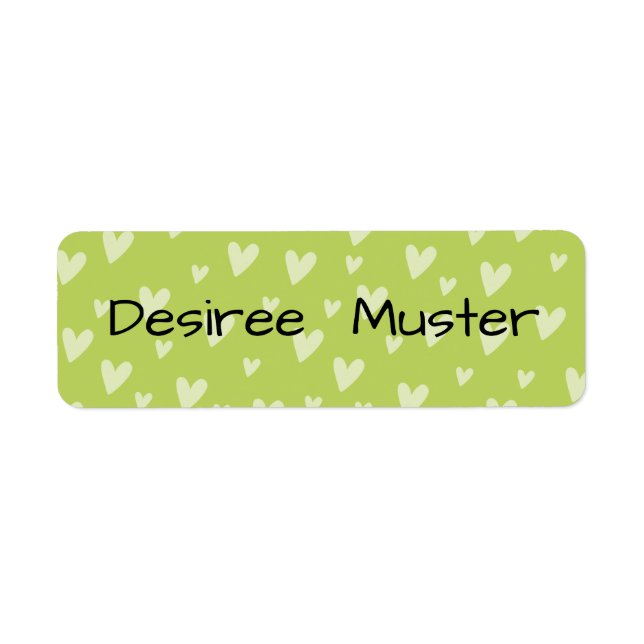 Namensaufkleber eckig - Herzchen grün (Vorne)