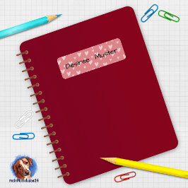 Namensaufkleber eckig - Herzchen rot