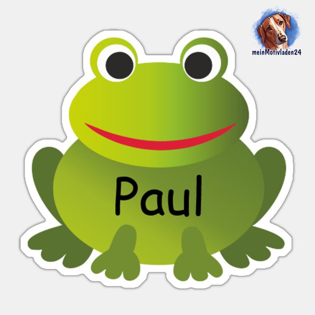 Namensaufkleber Frosch | 9 Kontur - Aufkleber (Konturgeschnittener Namensaufkleber für Kinder - Frosch - personalisierbar mit Name oder Wunschtext)