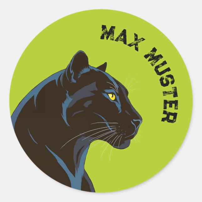 Namensaufkleber grün - Schwarzer Panther   Runder Aufkleber (Vorderseite)