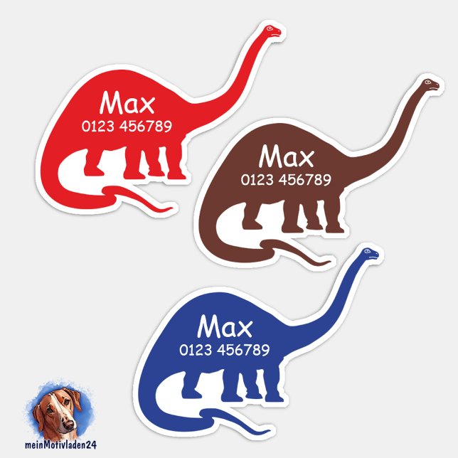 Namensaufkleber Langhals Dino 2 | Form - Aufkleber (Konturgeschnittener Namensaufkleber für Kinder - Langhals Dino - personalisierbar )