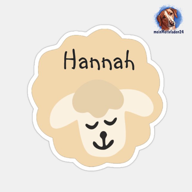 Namensaufkleber Schäfchen - beige | 9 Form -  Aufkleber (Konturgeschnittener Namensaufkleber für Kinder - Schaf - personalisierbar mit Name oder Wunschtext)