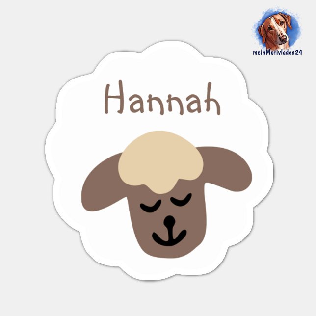 Namensaufkleber Schäfchen - weiß braun | 9 Form - Aufkleber (Konturgeschnittener Namensaufkleber für Kinder - Schaf - personalisierbar mit Name oder Wunschtext)