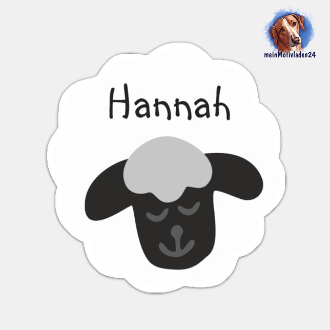 Namensaufkleber Schäfchen - weiß schwarz| 9 Form - Aufkleber (Konturgeschnittener Namensaufkleber für Kinder - Schaf - personalisierbar mit Name oder Wunschtext)
