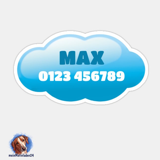 Namensaufkleber Wolken | 6 Form - Aufkleber (Konturgeschnittener Namensaufkleber für Kinder - Wolke - personalisierbar )