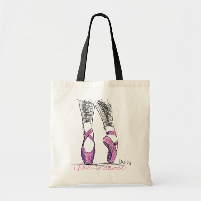Namensballerina-Silhouette-Ballett-Klasse Tragetasche (Vorne)