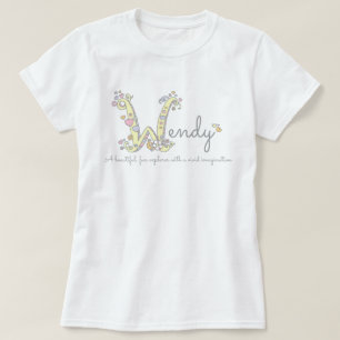 Namensbedeutenw Monogrammherzen Wendy-Mädchen T-Shirt