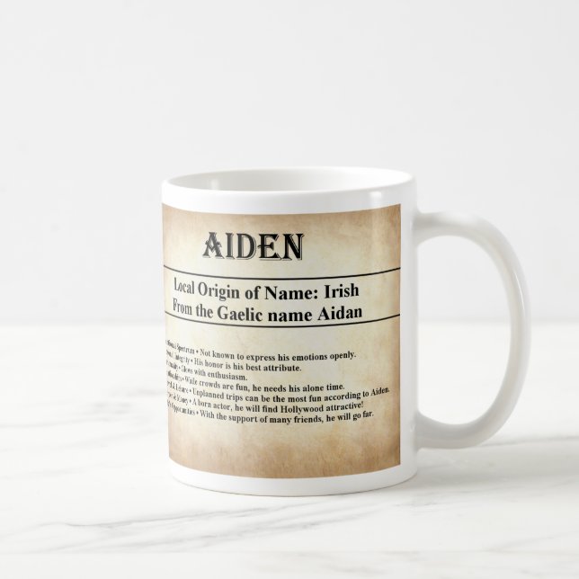 Namensbedeutungs-Tasse - Aiden Kaffeetasse (Rechts)