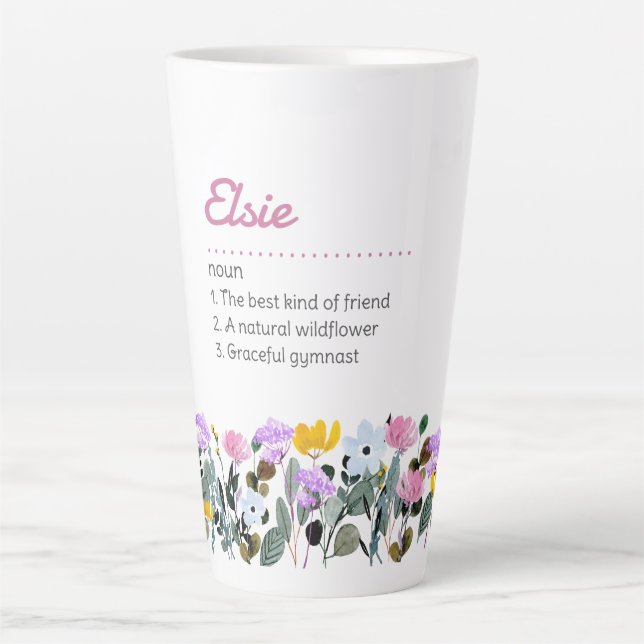 Namensdefinition mit einfacher Wildblume Milchtasse (Vorderseite)