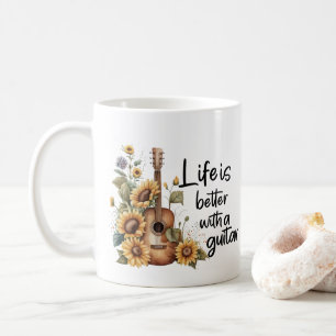 Namensgitarre mit Sonnenblume anpassen Kaffeetasse