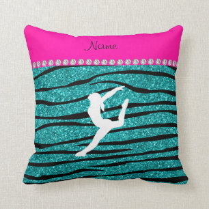 Namensgymnasttürkis-Glitter Zebrastreifen Kissen