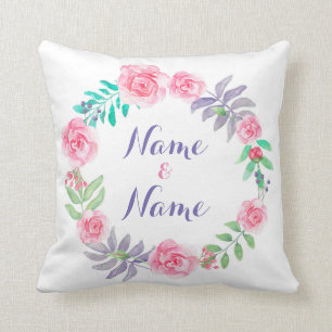 Namenshochzeits-Kissen-Geschenk-Rosen-BlumenBlumen Kissen