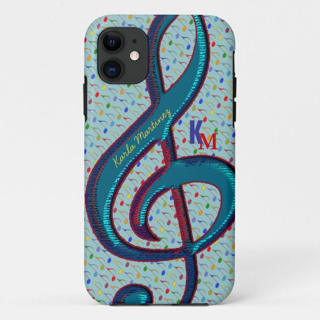 Namensinitialen mit musikalischer Note Case-Mate iPhone Hülle (Rückseite)