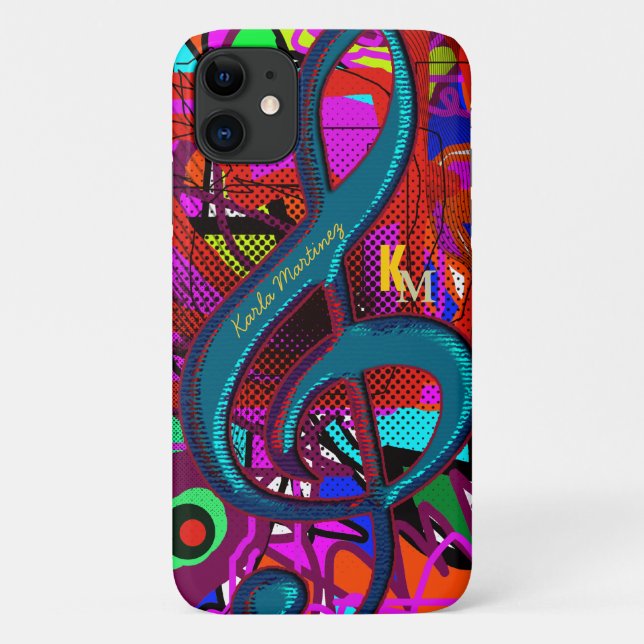 Namensinitialen mit musikalischer Note Case-Mate iPhone Hülle (Rückseite)