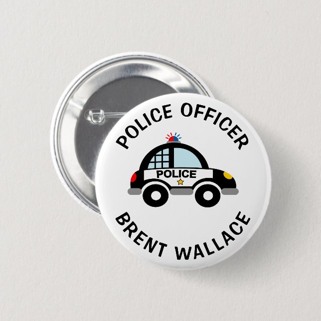 Namensknöpfe des Polizisten mit Polizist Button (Vorne & Hinten)