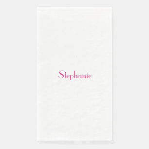 Namensmonogramm-Vorlage Rosa Weiß Benutzerdefinier Serviette