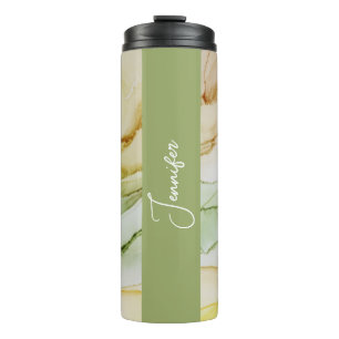 Namensnennung Grün Abstrakte Pastel Thermal Tumble Thermosbecher