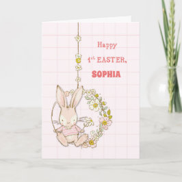 Namensnennung Osterhase auf Blume Swing Karte