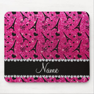 NamensNeonGlitter des heißen Rosas Turms paris Mousepad