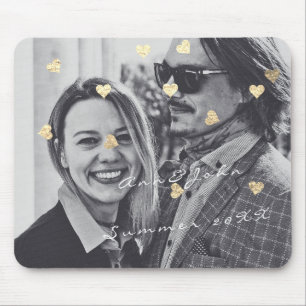 Namenspaar-Foto-Reise-Geschenkconfetti-Herz-Gold Mousepad