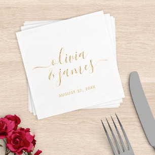 Namenspaar-Kalligrafie-Schrift Hochzeit Servietten Mit Folie