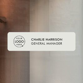 Namensplakette | Berufliches Firmenlogo Grau Fensteraufkleber