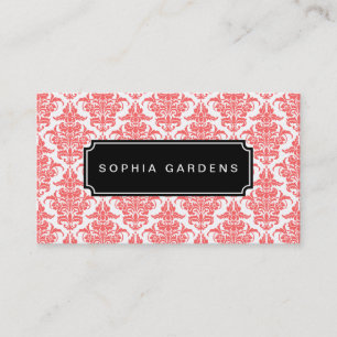 Namensplatte v3 - Damask - Tropisches Rosa Visitenkarte