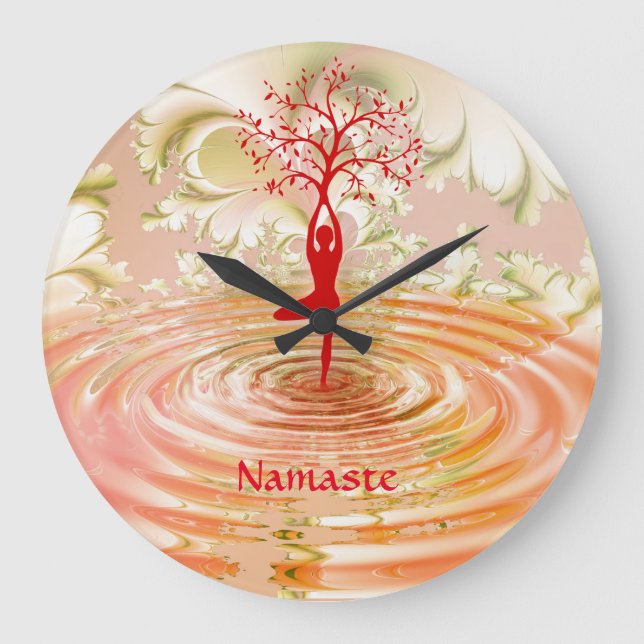 Namensquotenbaum des Lebens Zen-Yoga Große Wanduhr (Vorderseite)