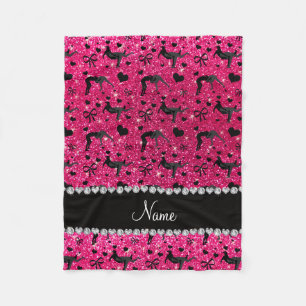 NamensRosenrosa-Glitter-Wrestling-Herzbögen Fleecedecke