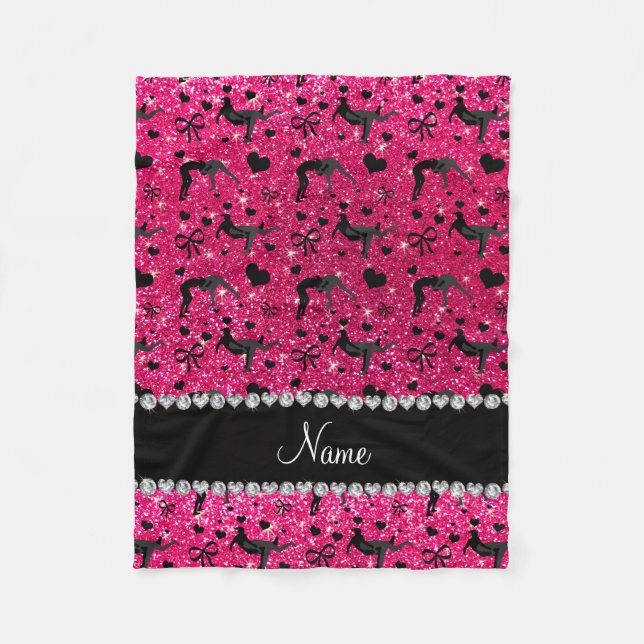 NamensRosenrosa-Glitter-Wrestling-Herzbögen Fleecedecke (Vorderseite)