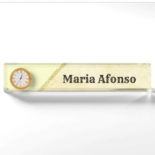 Namensschild Beige Gold Streifen Namensplakette