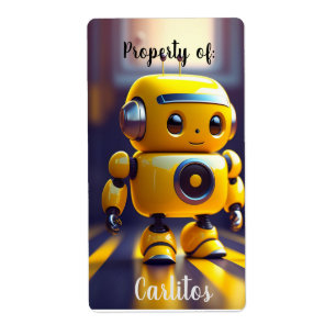 Namensschild/Buchzeichen-Aufkleber mit Robot Motif