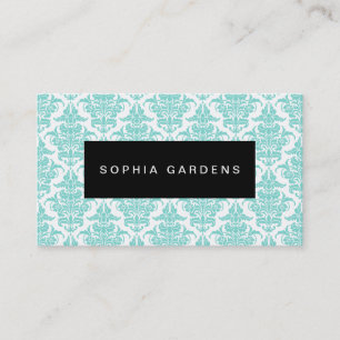 Namensschild - Damask - Aqua Visitenkarte