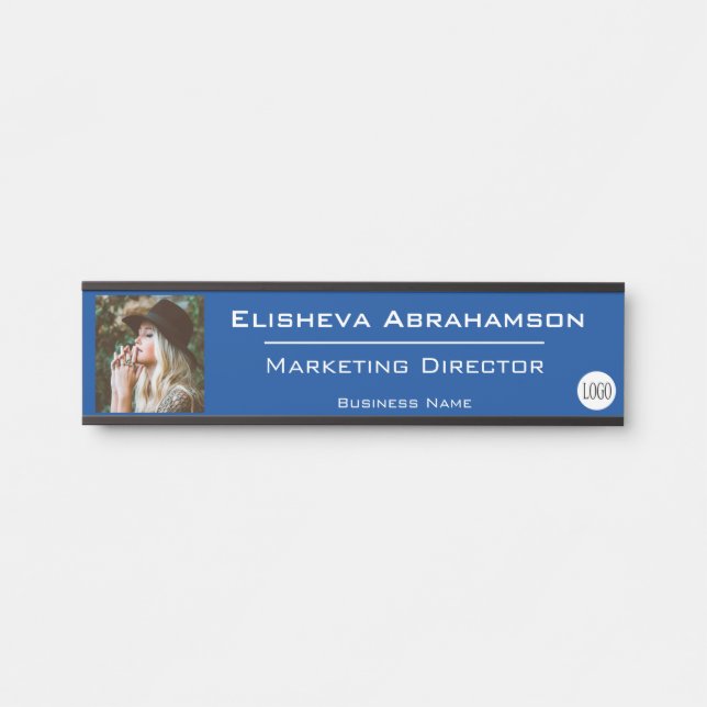Namensschild für Bürogebäude - blaues Foto (Vorderseite )