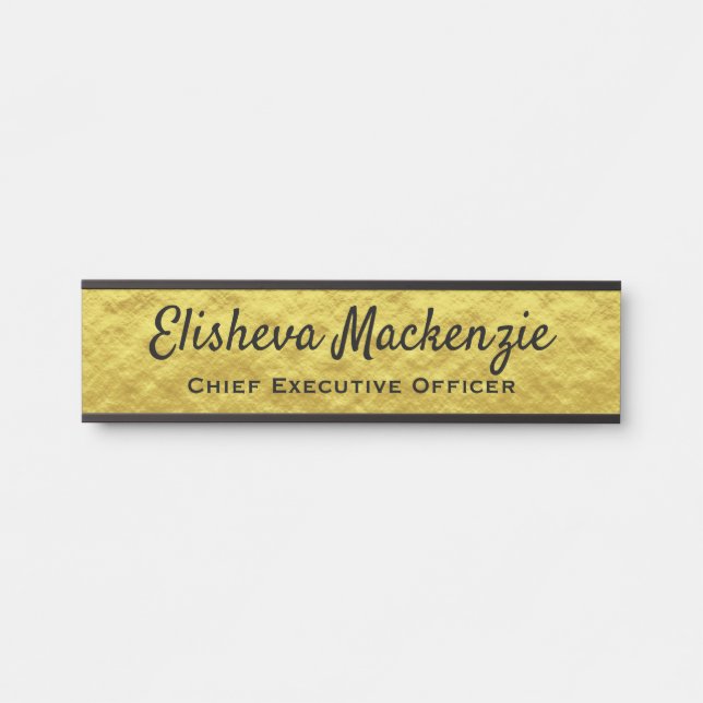 Namensschild für Bürogebäude - Gold und Schwarz (Vorderseite )