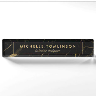 Namensschild für den Black and Gold Marble Designe Namensplakette