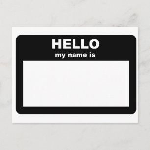 Namensschild - HALLO ich heiße Postkarte