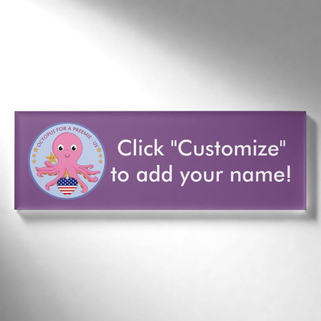 Namensschild-Krake für ein Frühchen US Namenschild (Vorderseite)