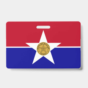 Namensschild mit der Flagge der Stadt Dallas Ausweis