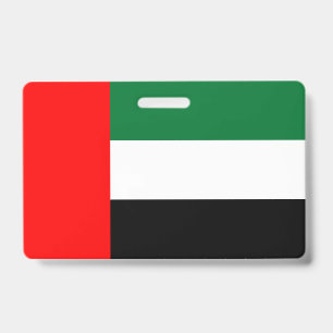 Namensschild mit der Flagge der Vereinigten Arabis Ausweis