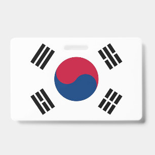 Namensschild mit der Flagge Südkoreas Ausweis