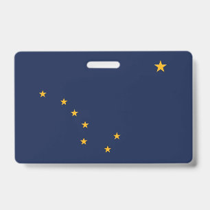 Namensschild mit Flagge des Bundesstaates Alaska,  Ausweis