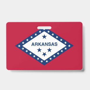 Namensschild mit Flagge des Bundesstaates Arkansas Ausweis
